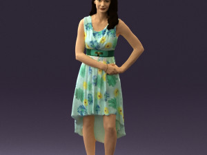 woman in white flowers dress 0588 3d prit ready 3D Baskı Modeli