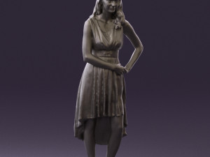 woman in white flowers dress 0588 3d prit ready 3D Baskı Modeli