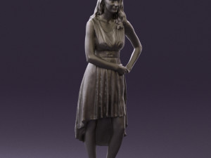 woman in white flowers dress 0588 3d prit ready 3D Baskı Modeli