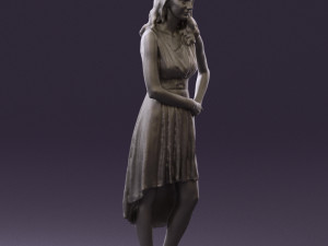 woman in white flowers dress 0588 3d prit ready 3D Baskı Modeli