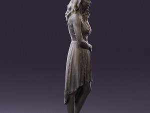 woman in white flowers dress 0588 3d prit ready 3D Baskı Modeli