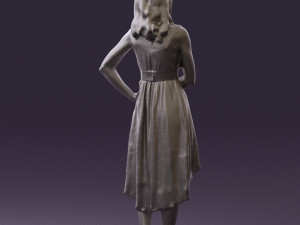 woman in white flowers dress 0588 3d prit ready 3D Baskı Modeli