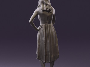 woman in white flowers dress 0588 3d prit ready 3D Baskı Modeli