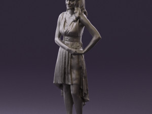 woman in white flowers dress 0588 3d prit ready 3D Baskı Modeli