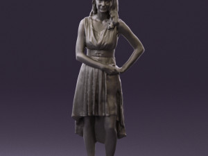 woman in white flowers dress 0588 3d prit ready 3D Baskı Modeli