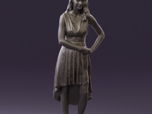 woman in white flowers dress 0588 3d prit ready 3D Baskı Modeli
