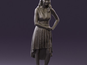 woman in white flowers dress 0588 3d prit ready 3D Baskı Modeli