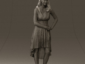 woman in white flowers dress 0588 3d prit ready 3D Baskı Modeli