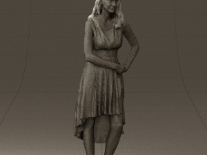 woman in white flowers dress 0588 3d prit ready 3D Baskı Modeli