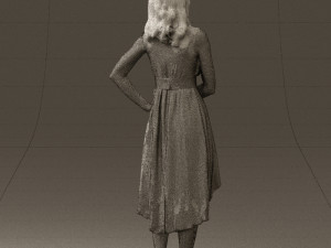 woman in white flowers dress 0588 3d prit ready 3D Baskı Modeli