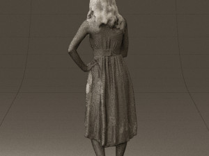 woman in white flowers dress 0588 3d prit ready 3D Baskı Modeli