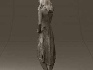 woman in white flowers dress 0588 3d prit ready 3D Baskı Modeli