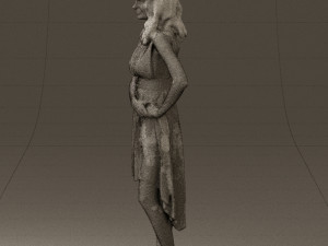 woman in white flowers dress 0588 3d prit ready 3D Baskı Modeli