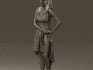 woman in white flowers dress 0588 3d prit ready 3D Baskı Modeli