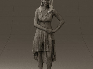 woman in white flowers dress 0588 3d prit ready 3D Baskı Modeli