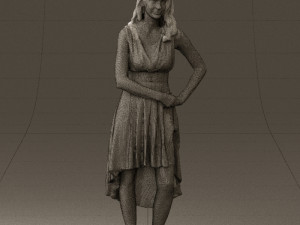 woman in white flowers dress 0588 3d prit ready 3D Baskı Modeli
