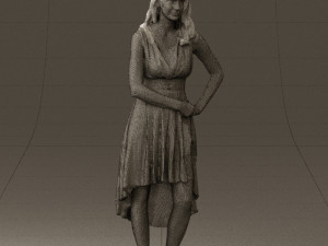 woman in white flowers dress 0588 3d prit ready 3D Baskı Modeli
