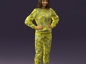 woman in yellow pijama bananas 0593 Model 3D