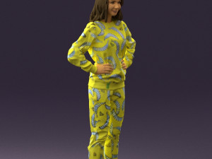 woman in yellow pijama bananas 0593 Model 3D