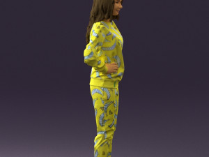 woman in yellow pijama bananas 0593 Model 3D