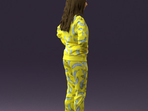 woman in yellow pijama bananas 0593 Model 3D