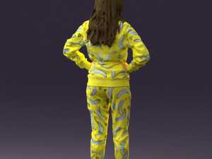 woman in yellow pijama bananas 0593 Model 3D