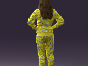woman in yellow pijama bananas 0593 Model 3D