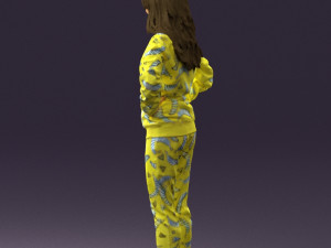 woman in yellow pijama bananas 0593 Model 3D
