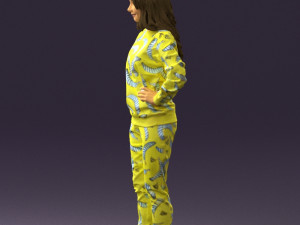 woman in yellow pijama bananas 0593 Model 3D