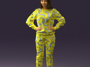 woman in yellow pijama bananas 0593 Model 3D