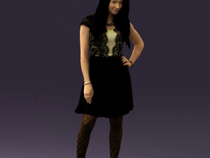 woman in black white blouse 0603 3D Model