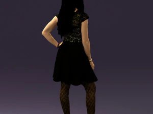 woman in black white blouse 0603 3D Model