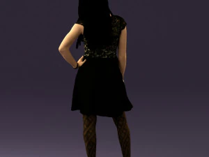 woman in black white blouse 0603 3D Model