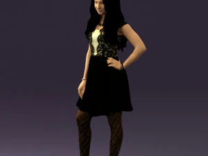 woman in black white blouse 0603 3D Model