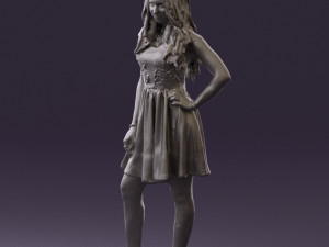 woman in black white blouse 0603 Model 3D