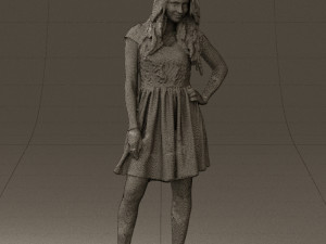 woman in black white blouse 0603 Model 3D