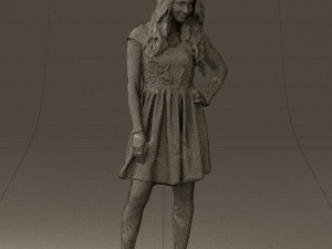 woman in black white blouse 0603 Model 3D