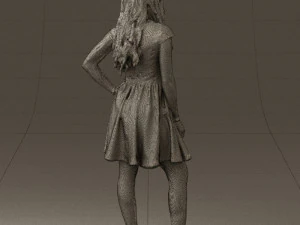 woman in black white blouse 0603 3D Model