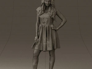 woman in black white blouse 0603 3D Model