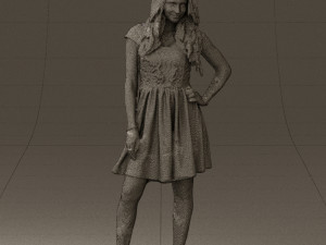 woman in black white blouse 0603 Model 3D
