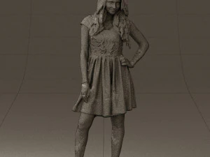 woman in black white blouse 0603 3D Model