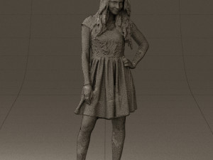 woman in black white blouse 0603 Model 3D
