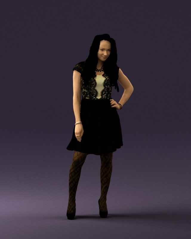 woman in black white blouse 0603 3d print ready Modèles 3D en vedette .c4d .max .obj .3ds .fbx .stl .blend 