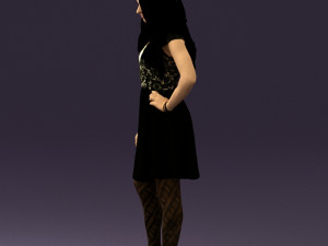 woman in black white blouse 0603 3d print ready Modèles 3D en vedette