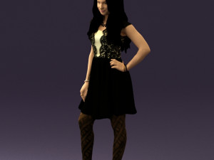 woman in black white blouse 0603 3d print ready Modèles 3D en vedette