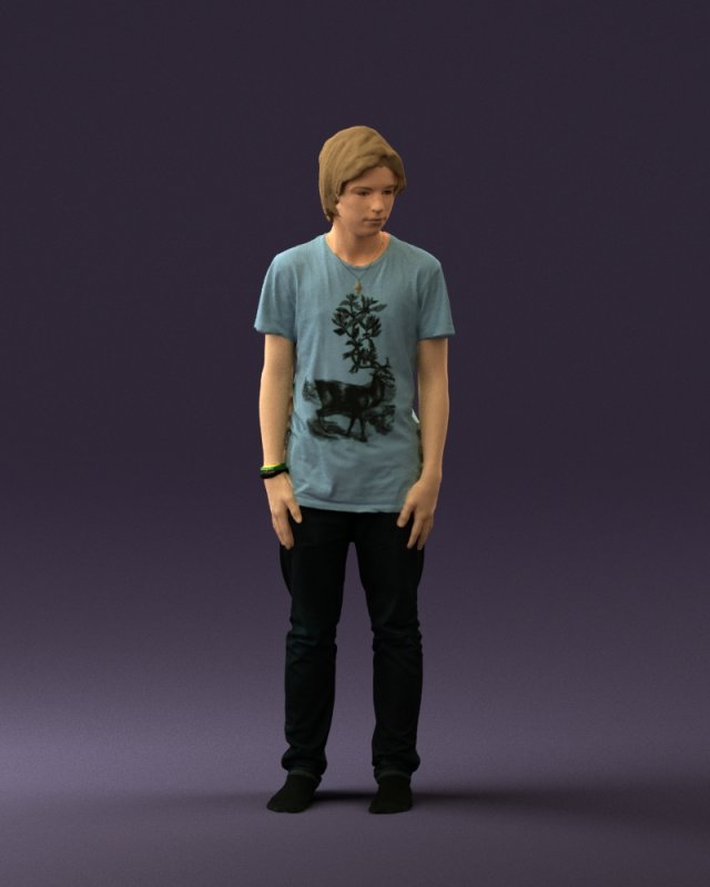 junior in blue shirt jeans 0589 3D Model .c4d .max .obj .3ds .fbx .stl .blend