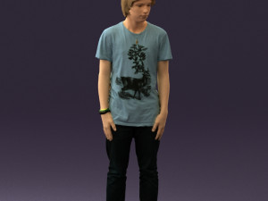 junior in blue shirt jeans 0589 3D Model