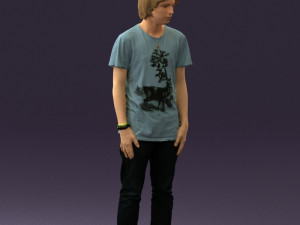 junior in blue shirt jeans 0589 3D Model