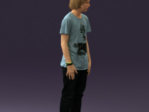 junior in blue shirt jeans 0589 3D Model