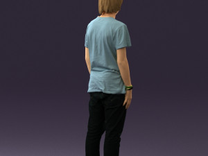 junior in blue shirt jeans 0589 3D Model